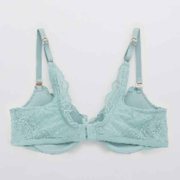 Aerie Real Power Dark Blue Plunge Push Up Slumber Party Lace Bra Size 36C - Picture 4 of 12